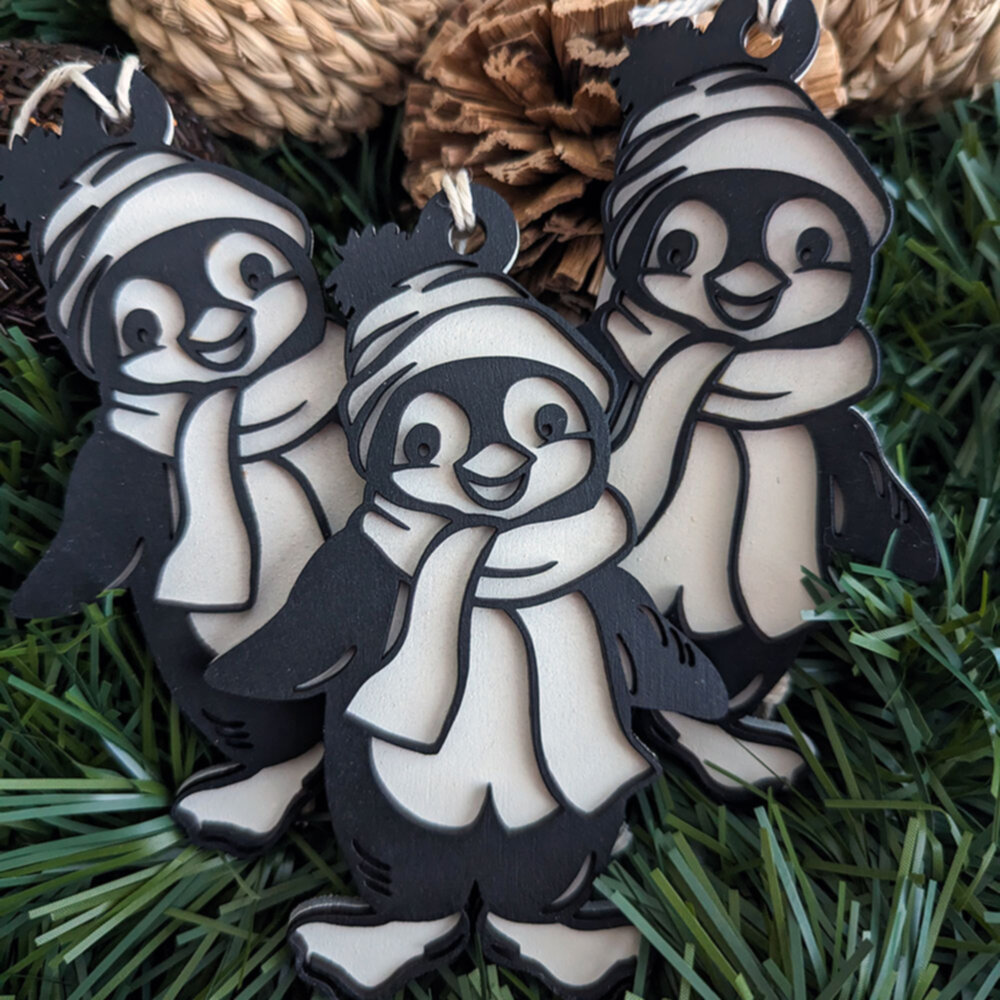 black and white penguin christmas ornament