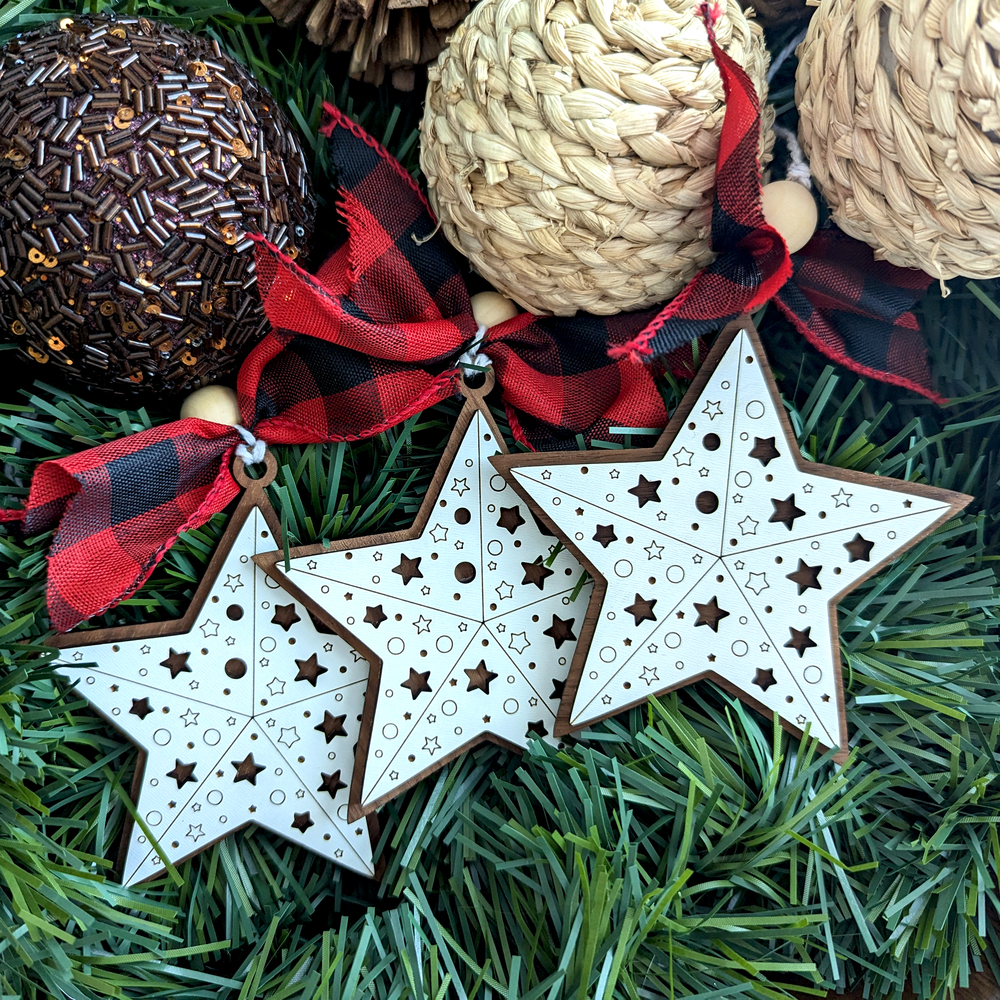 3 star ornaments