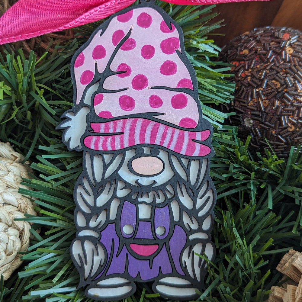 A Pink Gnome Ornament