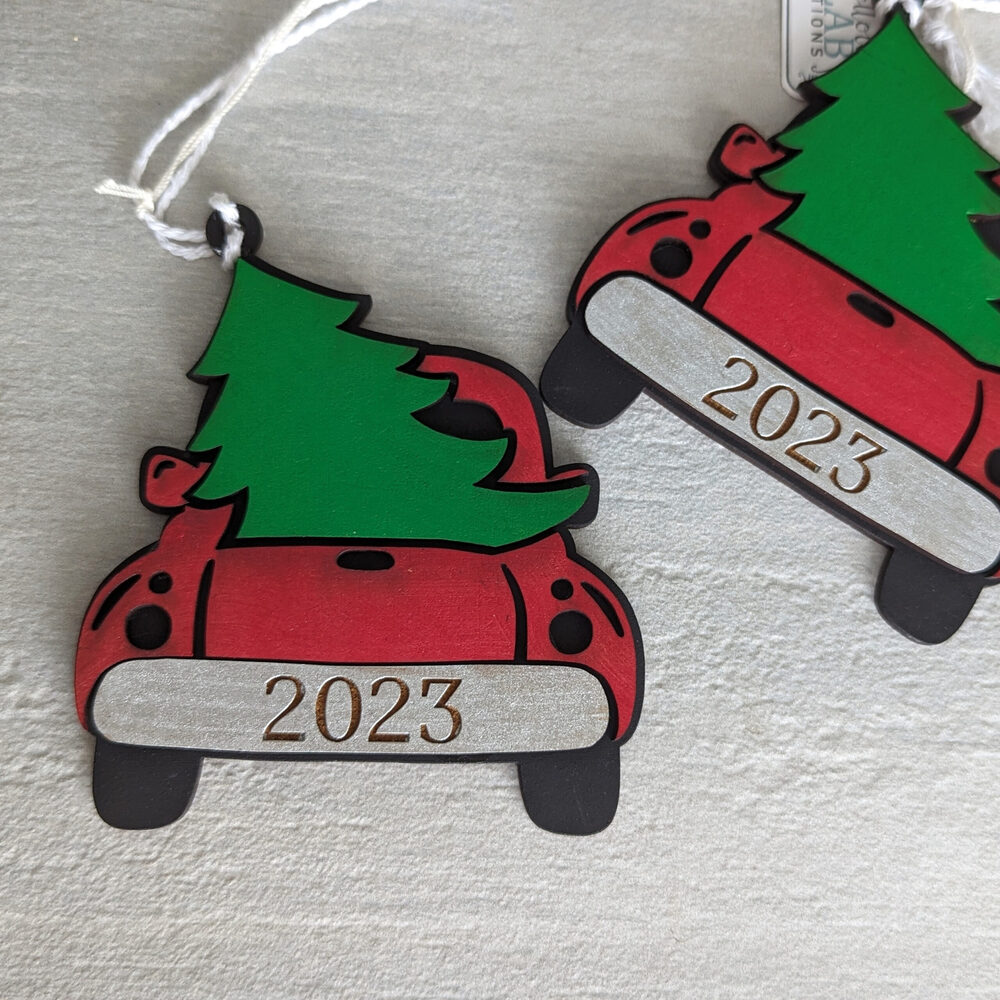 Two Red Truck Christmas Ornaments