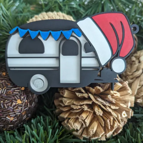 A Camper with a Santa Hat